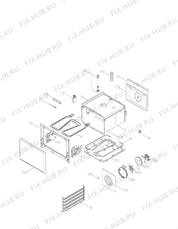 Взрыв-схема плиты (духовки) Electrolux EKM6530 - Схема узла Oven body